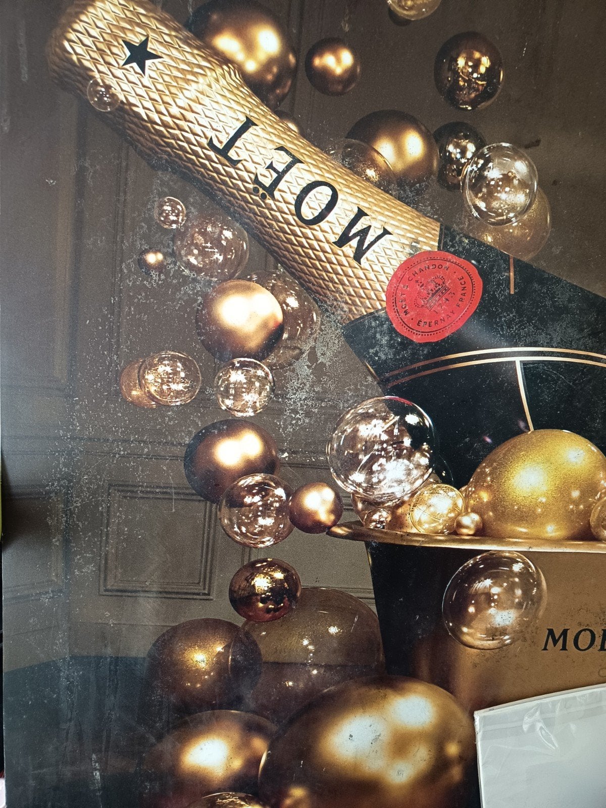 Moët & Chandon Grand Panneau Publicitaire Bois 130 x 190 cm, Enlèvement, Utilisé, Panneau publicitaire