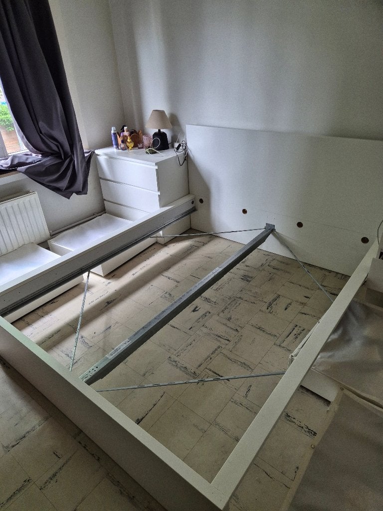 Lit double IKEA MALM + 2 sommiers à lattes LÖNSET (160x200), Enlèvement, Utilisé, 200 cm, 160 cm