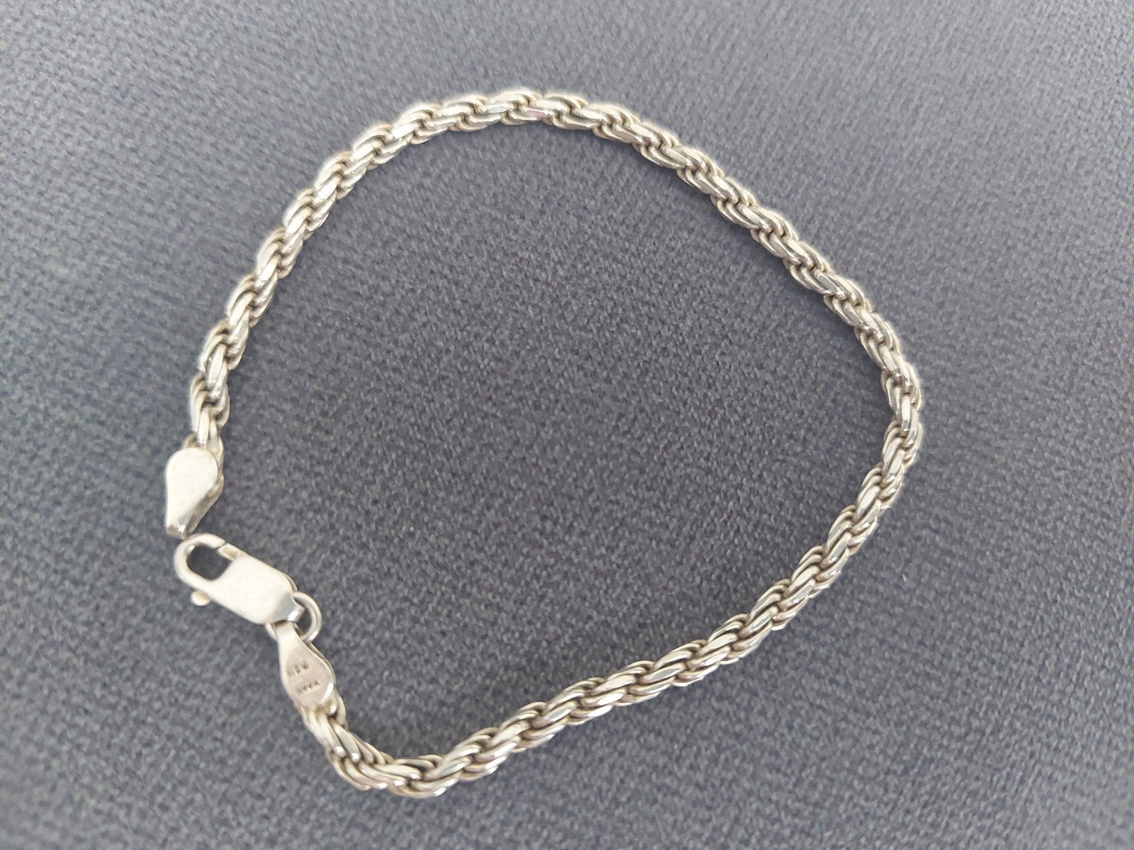 Zilveren koordschakel armband 925 sterling silver, Handtassen en Accessoires, Armbanden, Ophalen