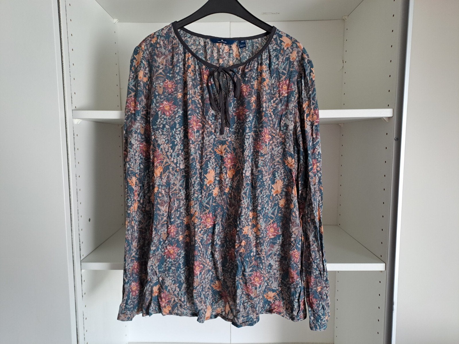 Mt 40 Turquoise bloes met oranje en roze bloemen, Kleding | Dames, Maat 38/40 (M), Gedragen, Groen, Tom Tailor