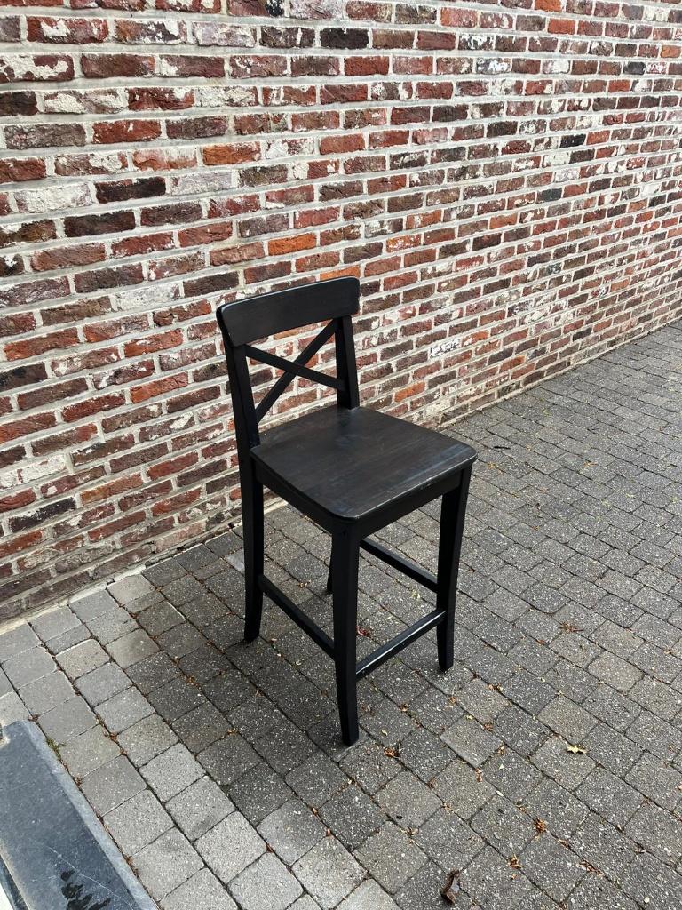 Chaise de cuisine haute (bois), Landelijk, Enlèvement, Bois, Noir