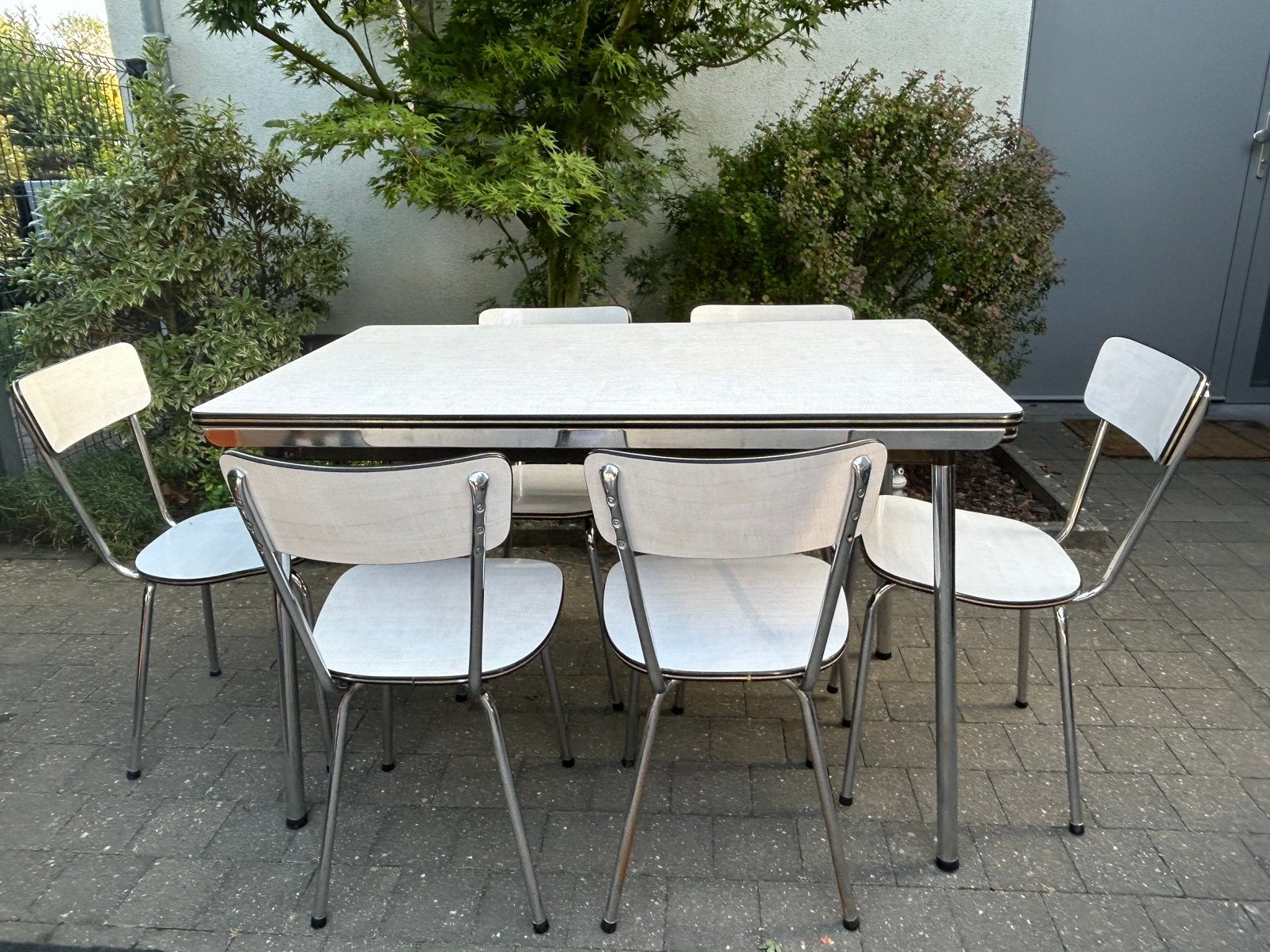 ENSEMBLE TABLE ET 6 CHAISES VINTAGE EN FORMICA, Maison & Meubles, Enlèvement, Comme neuf