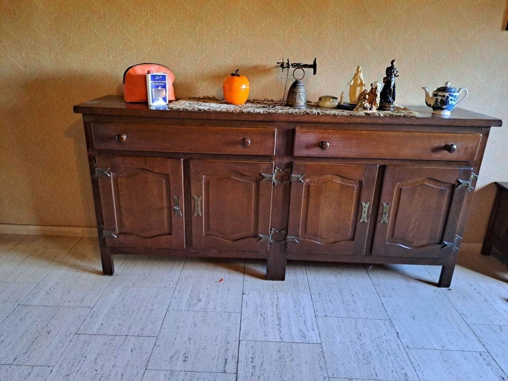 Salle à manger complète en chêne style rustique, Maison & Meubles, Enlèvement, Utilisé, Rustique