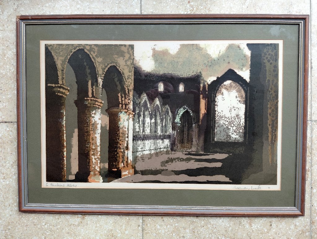 Norman Wade 1971, Fountains Abbey (Édition 4/60) Litho MCG, Antiquités & Art, Enlèvement ou Envoi, Paysages, Lithographie, Numéroté