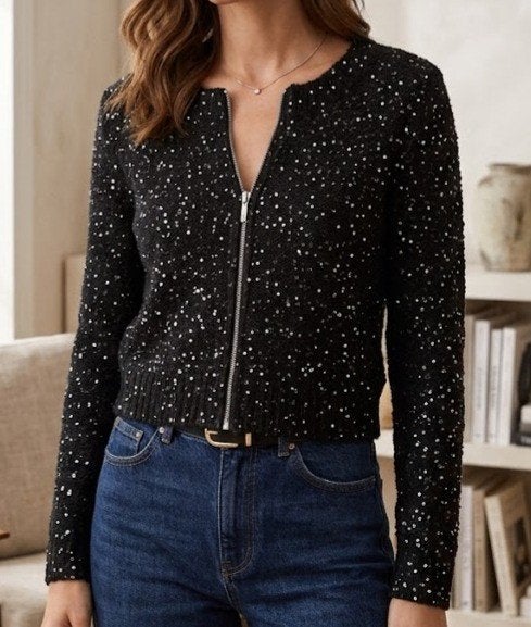 zwart feestelijk vintage truitje, Zwart, Zo goed als nieuw, Maat 34 (XS) of kleiner, Vintage .