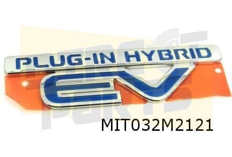 Mitsubishi Outlander voorschermembleem Links tekst ''Plug-in, -, Verzenden, -, Nieuw