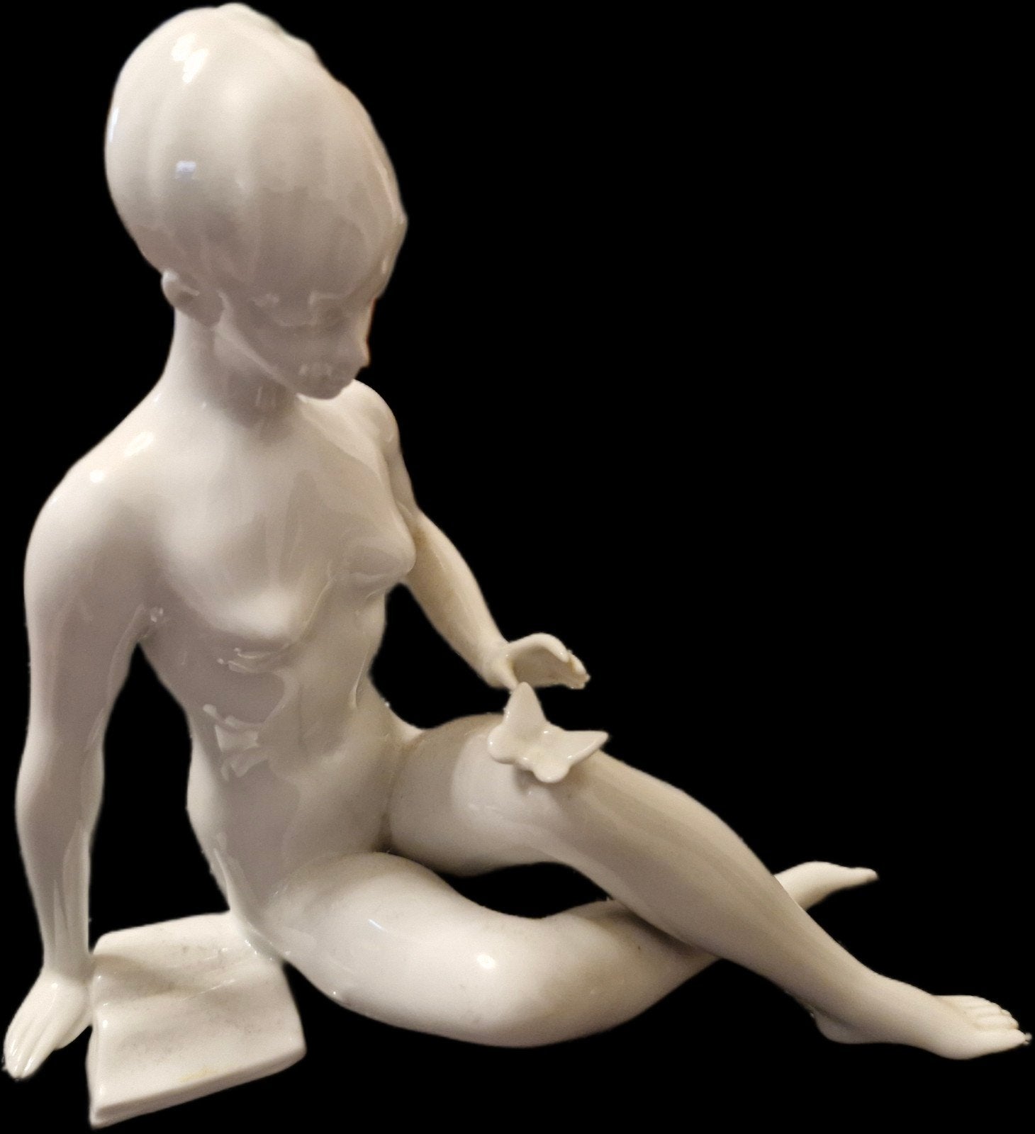 Figurine porcelaine blanche Royal Dux 1960, Enlèvement