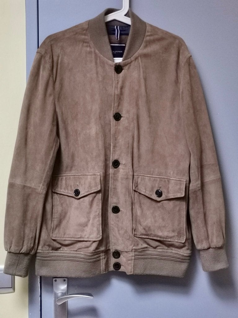 Daim lederen jas maat 52 - TOMMY HILFIGER, Maat 52/54 (L), Bruin, Ophalen of Verzenden, Zo goed als nieuw