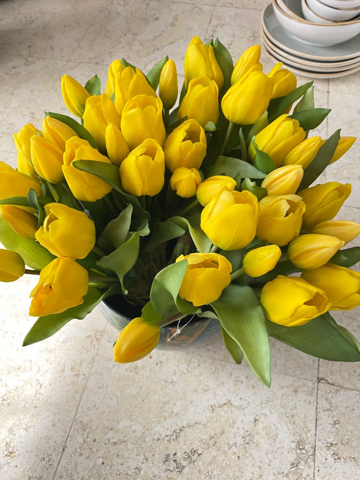 Kunstplanten tulpen, Verzenden, Zo goed als nieuw, Kunstplant, Geel