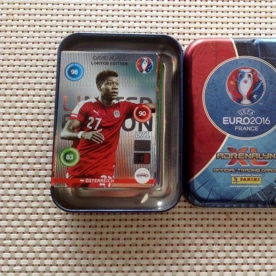 Panini EURO 2016 Adrenalyn XL metalen verzamelblik + kaarten, Ophalen of Verzenden, Zo goed als nieuw, Meerdere plaatjes