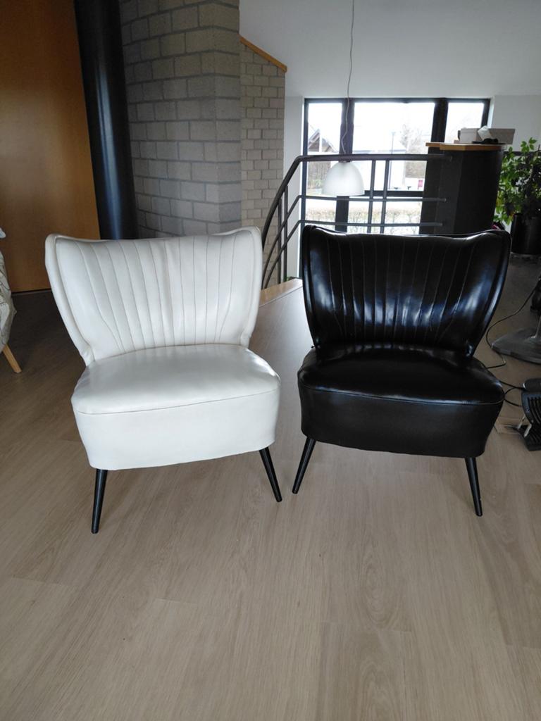 Fauteuils vintage cocktail 1958.un blanc et un noir., Enlèvement, Utilisé, Synthétique