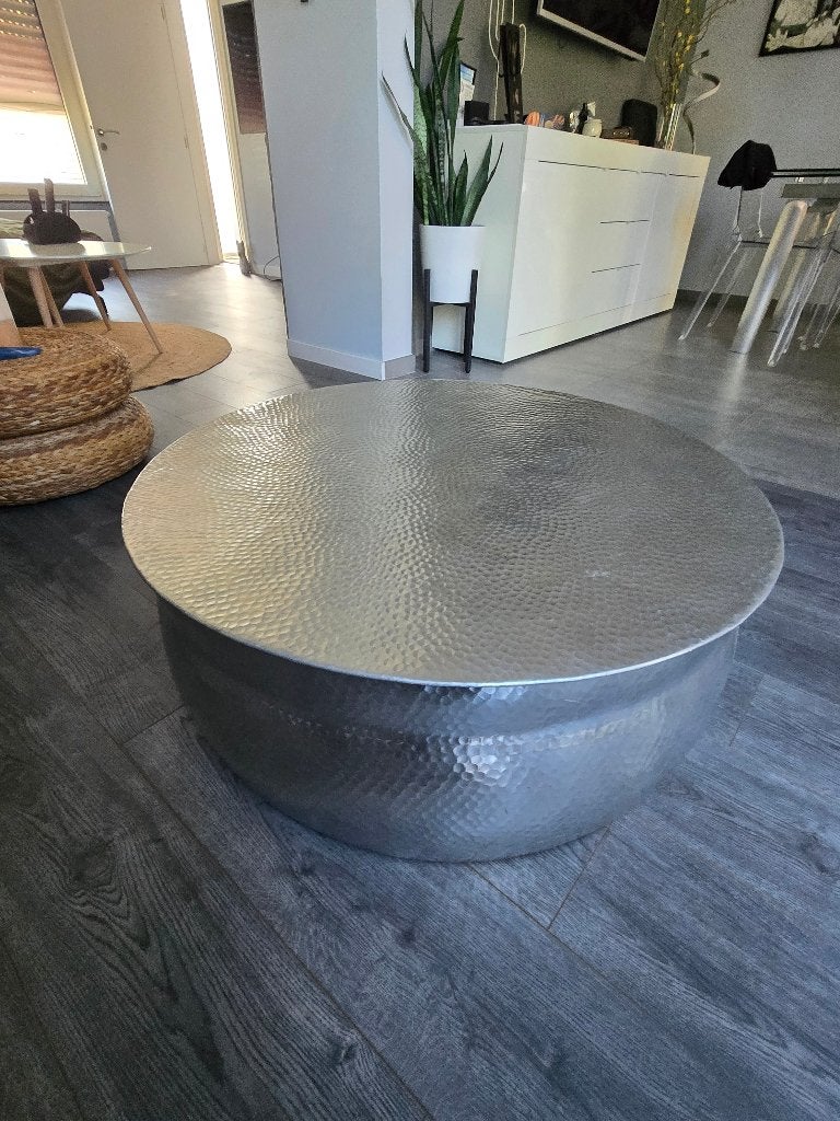 Table de salon ou de jardin en aluminium martelé, Maison & Meubles, Tables | Tables de salon, Rond, Comme neuf, Enlèvement, Oriental