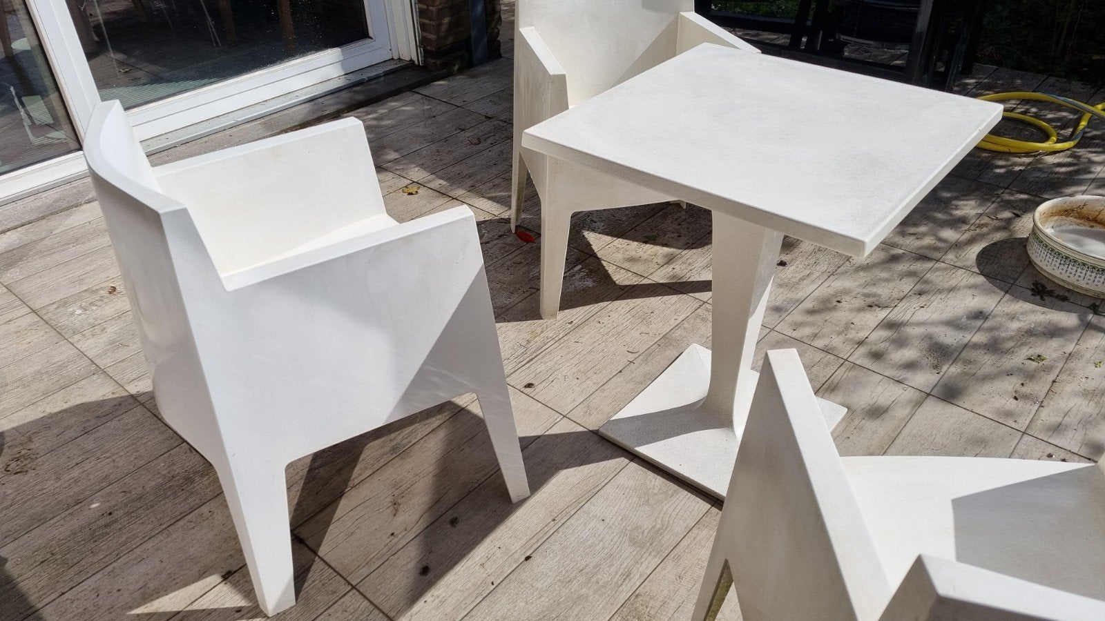 tuinsetje 3 stoelen en bistro tafeltje, Tuin en Terras, Ophalen