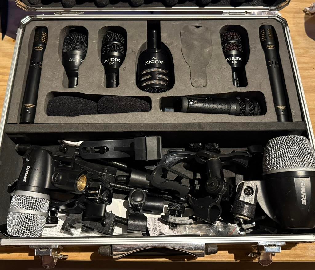 Audix Drum Microfoon Set + Shure | Complete Pro Kit met Case, Muziek en Instrumenten, Microfoons, Gebruikt, Instrumentmicrofoon