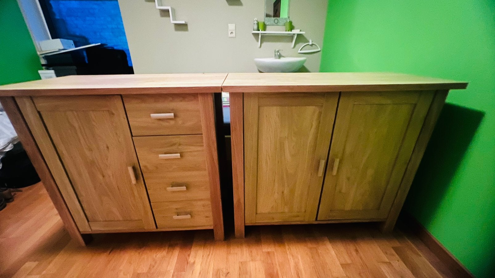 Ensemble de 2 buffets/commodes en chêne, Maison & Meubles, Armoires | Dressoirs, Comme neuf, Enlèvement