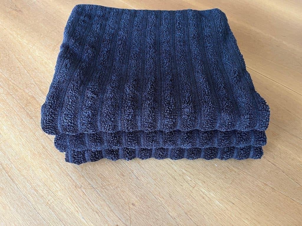 3 blauwe badhanddoeken, Gebruikt, Blauw, Overige merken, Badlaken
