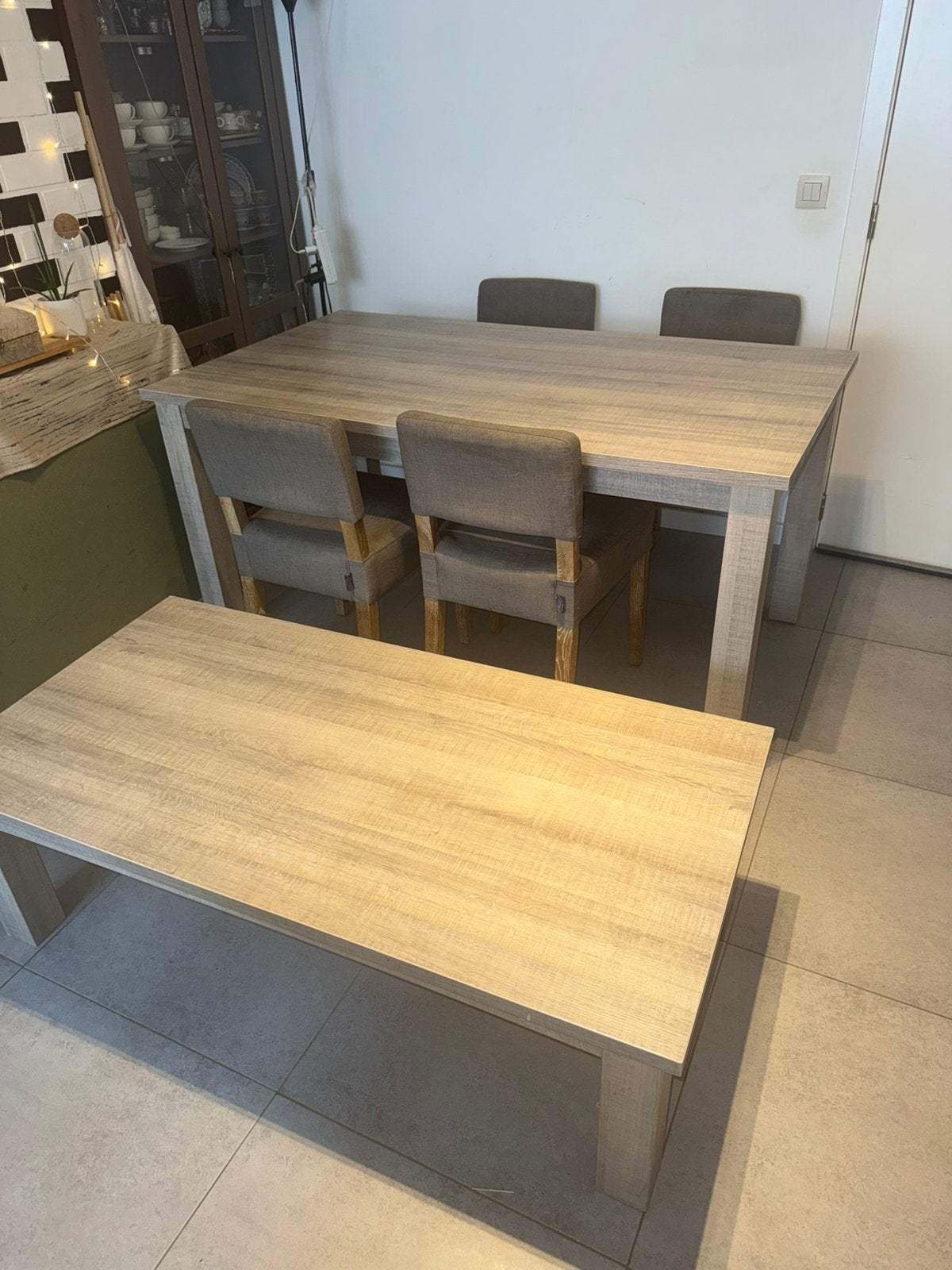 Prachtige massief houten eettafel + stoelen + salontafel u, Enlèvement