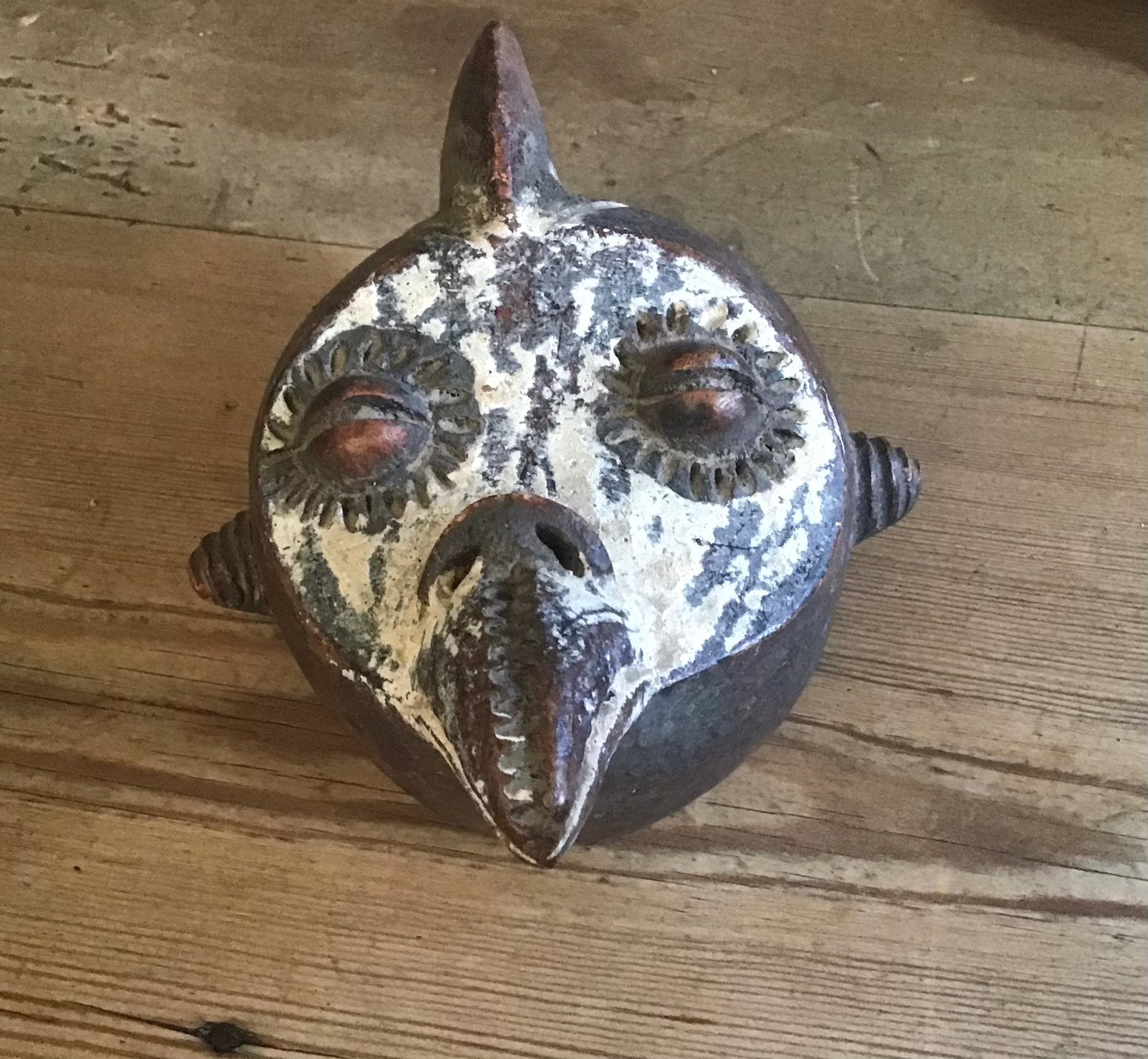 Masque de passeport africain vintage en terre cuite, Enlèvement ou Envoi