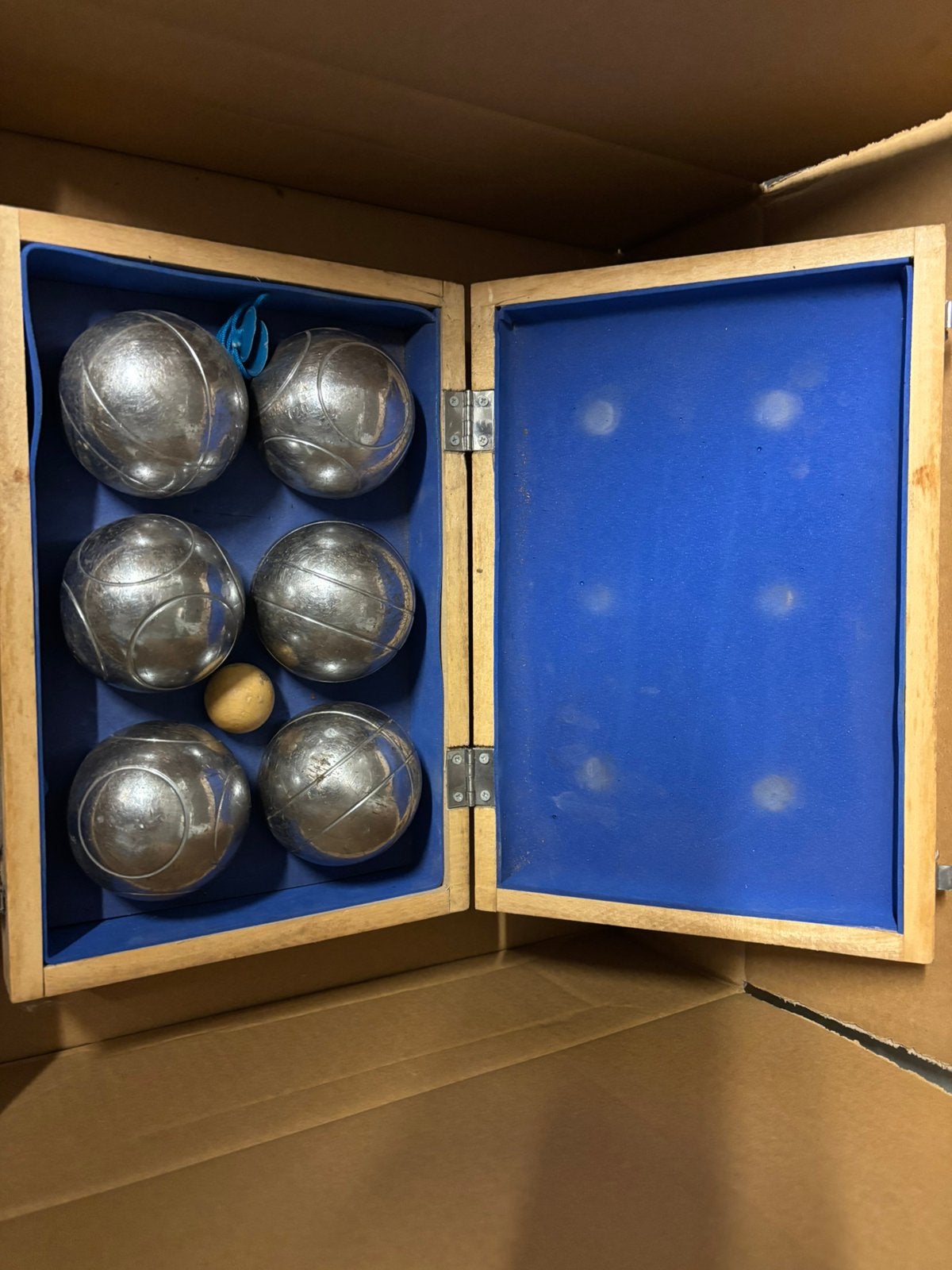 2x3 Metalen Jeux de Boules ballen, Hobby en Vrije tijd, Ophalen, Gebruikt
