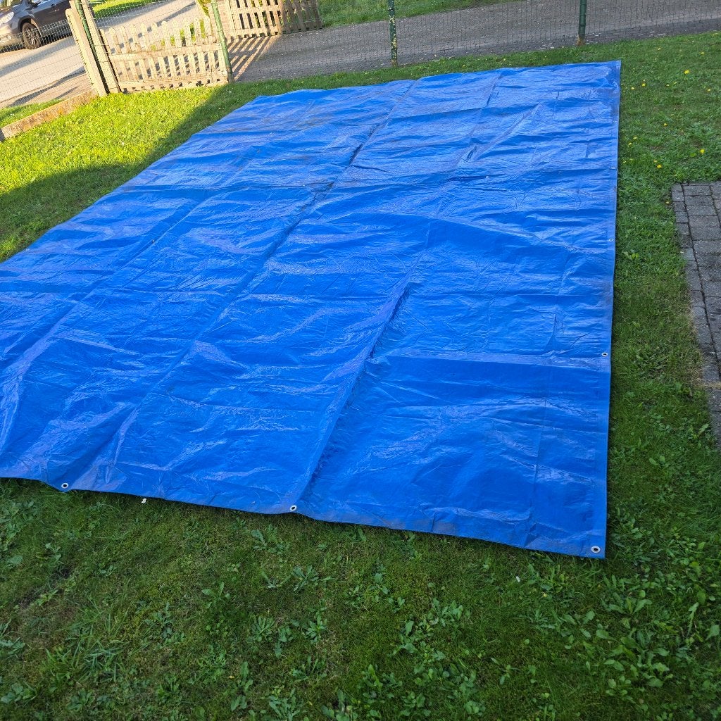 AFDEKZEIL DEKZEIL BLAUW 6 X 4 M MET RINGEN, Tuin en Terras, Ophalen of Verzenden, Zo goed als nieuw, Afdekzeil