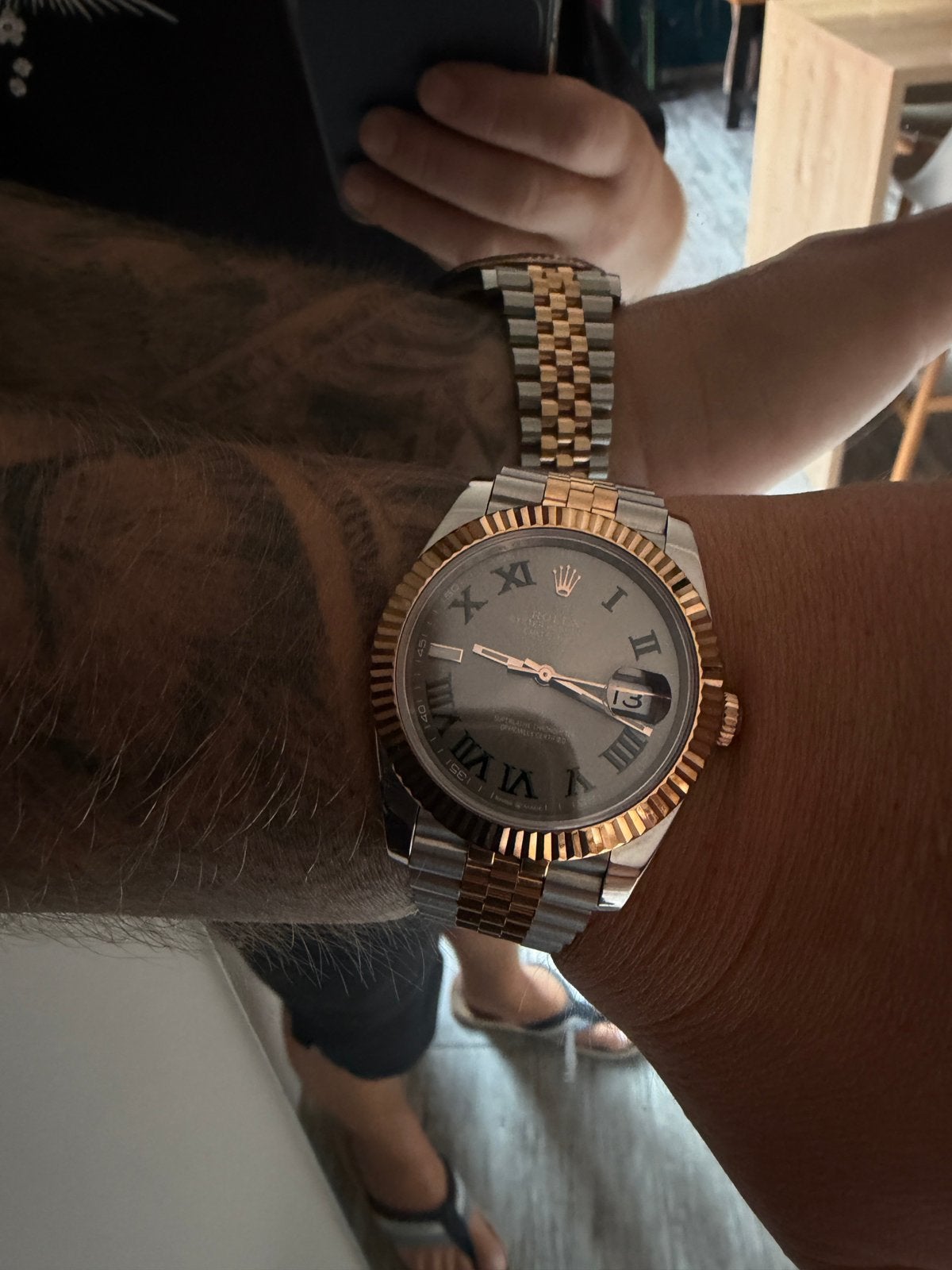 Rolex vsf wimbledon two tone rose gold 41m 3235, Handtassen en Accessoires, Horloges | Dames, Ophalen of Verzenden, Zo goed als nieuw