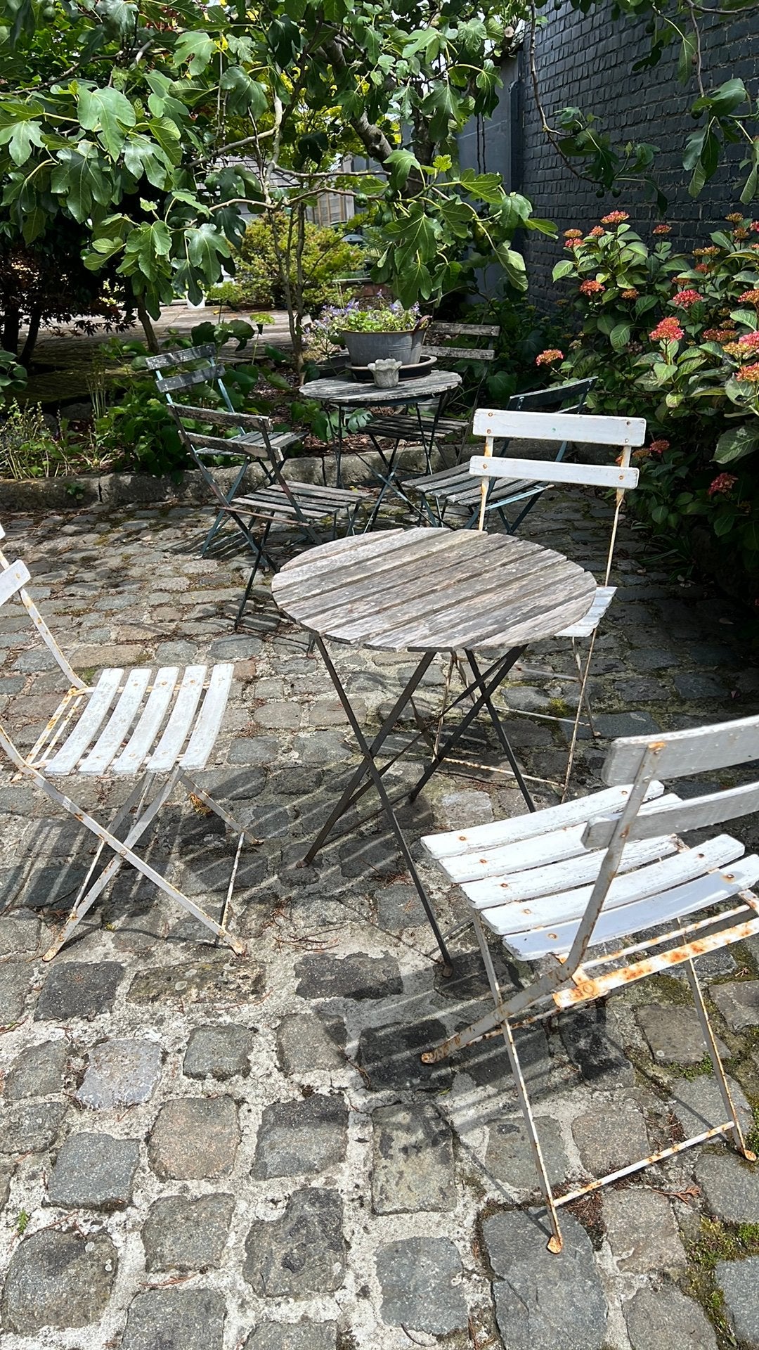Bistro tuinset 7 stoelen 2 tafels, Tuin en Terras, Ophalen, Gebruikt