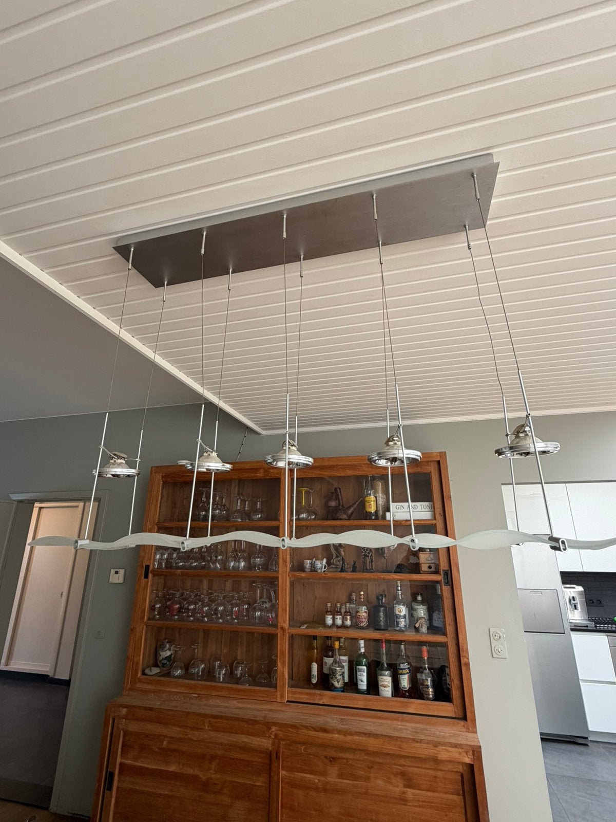 Hangende design lamp te koop, Ophalen, Zo goed als nieuw, Glas
