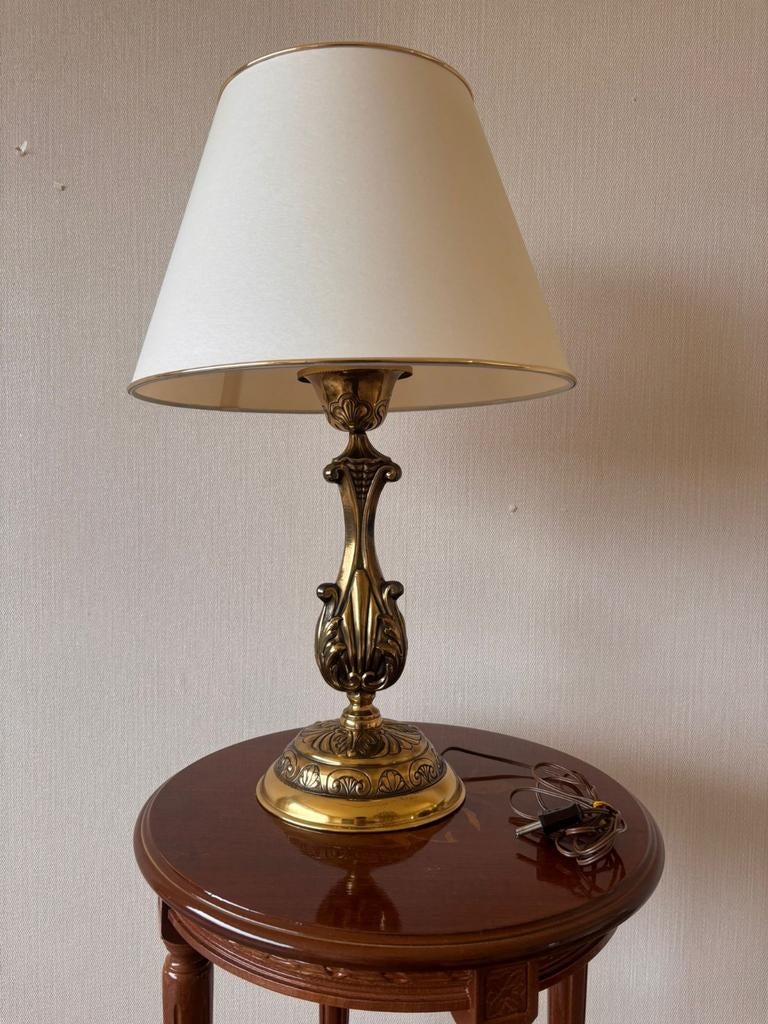 Antieke koperen lamp, Huis en Inrichting, Ophalen, Gebruikt, Metaal, Minder dan 50 cm