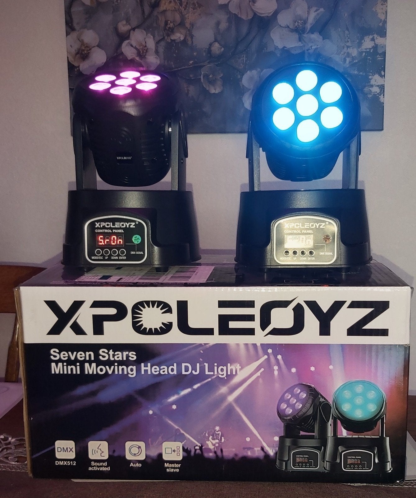 Seven Stars - 2x Mini Moving Head DJ Light, Ophalen, Zo goed als nieuw, Licht, Geluidgestuurd