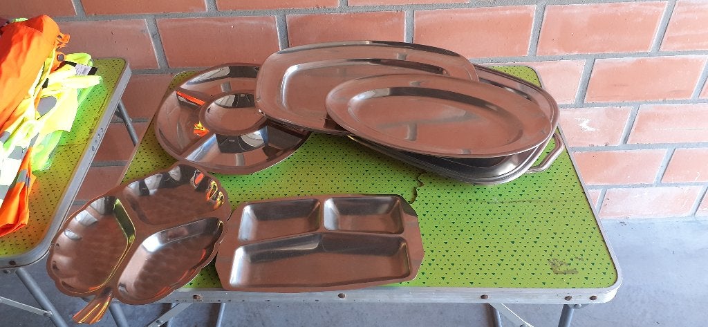 diverse opdien schalen inox, Ophalen, Zo goed als nieuw, Metaal, Zilver