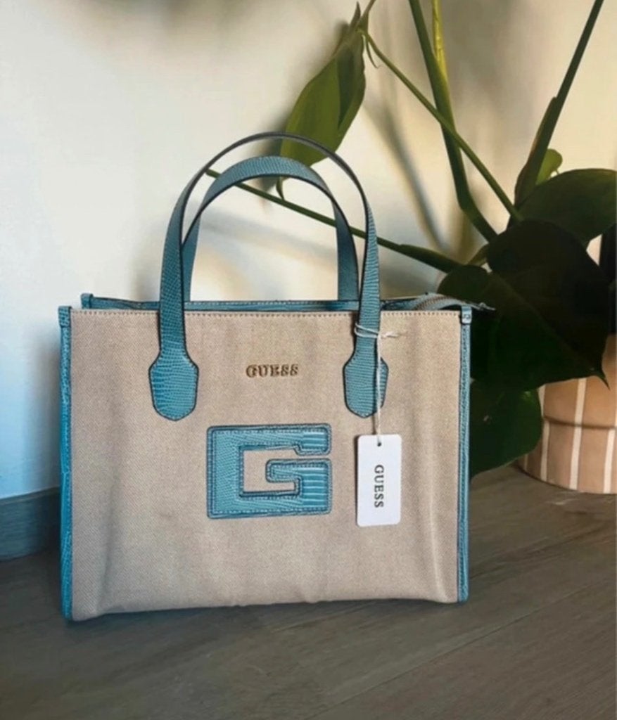 Sac GUESS beige/bleu, Enlèvement, Neuf, Bleu, Sac à main