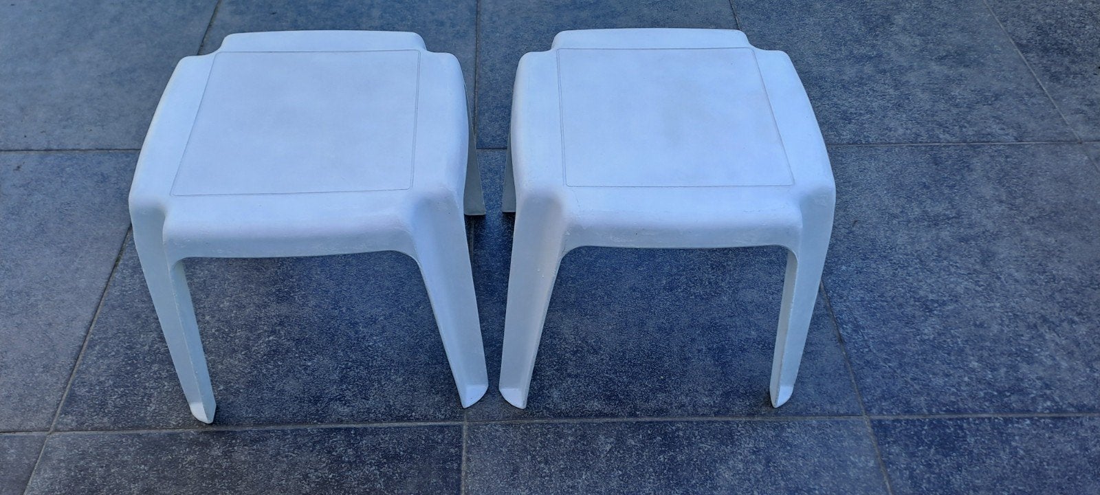 Tuinstoelen merk "SHAF" in witte kunststof twee stuks., Ophalen, Gebruikt, Kunststof, Stapelbaar
