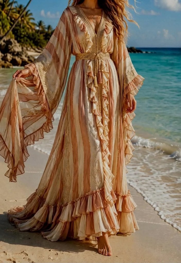 Kaftan Maxi Dress Shine Satin Romina - Bronze jurk, Kleding | Dames, Verzenden, Nieuw, Zimmermann shine satin, Goud