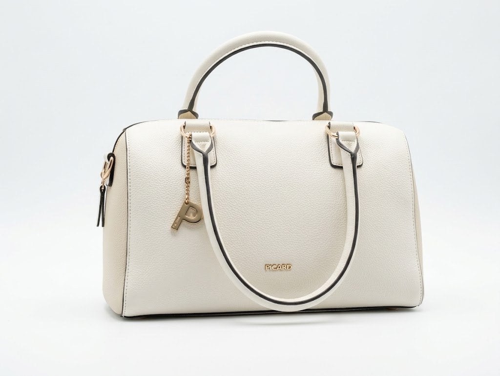 Klassieke witte Picard hand/schoudertas met gouden details, Handtassen en Accessoires, Ophalen of Verzenden, Zo goed als nieuw