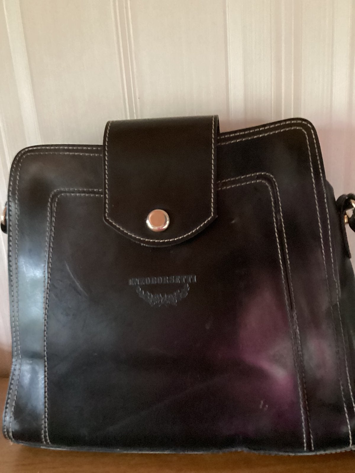 Sac à main en cuir avec ceinture : ENZOBORSETTI, Enlèvement ou Envoi, Utilisé, Sac à bandoulière