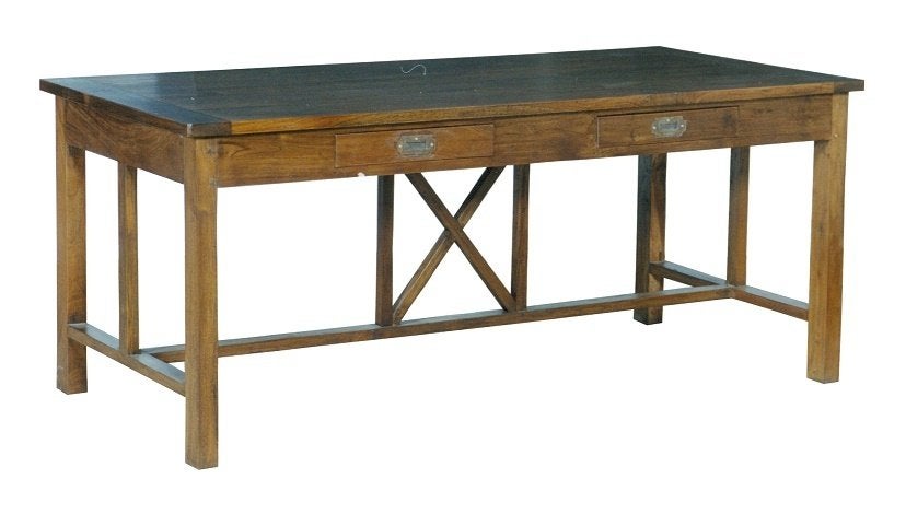 NIEUWE EETTAFEL - MASSIEF TEAK KLOOSTERTAFEL 200x100 FLAMANT, Antiek en Kunst, Ophalen