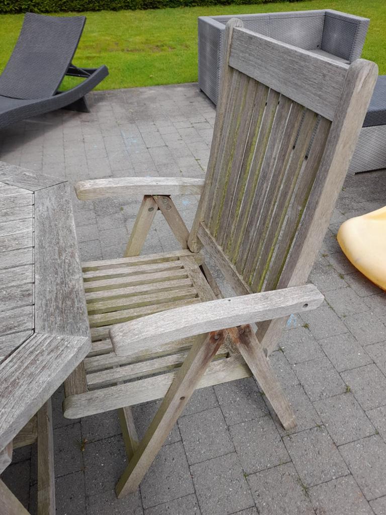 Tuintafel teak met 6 stoelen, Tuin en Terras, Ophalen