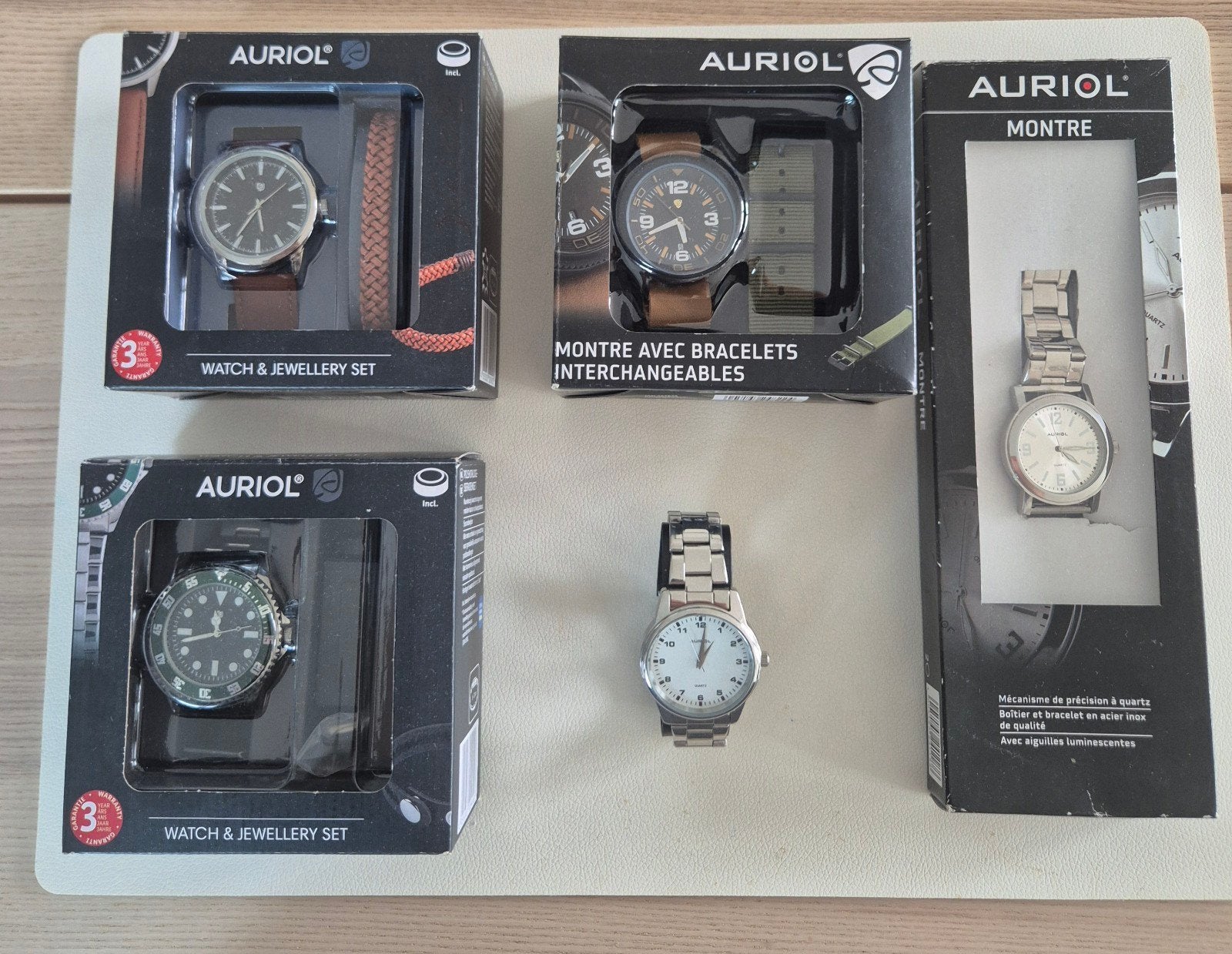 lot montre auriol, Autres marques, Enlèvement ou Envoi, Cuir, Acier