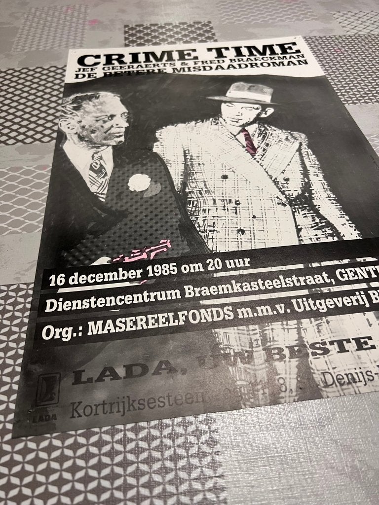 Vintage Poster Crime Tim, De betere misdaadroman, Deurposter of groter, Ophalen of Verzenden, Reclame, Rechthoekig Staand