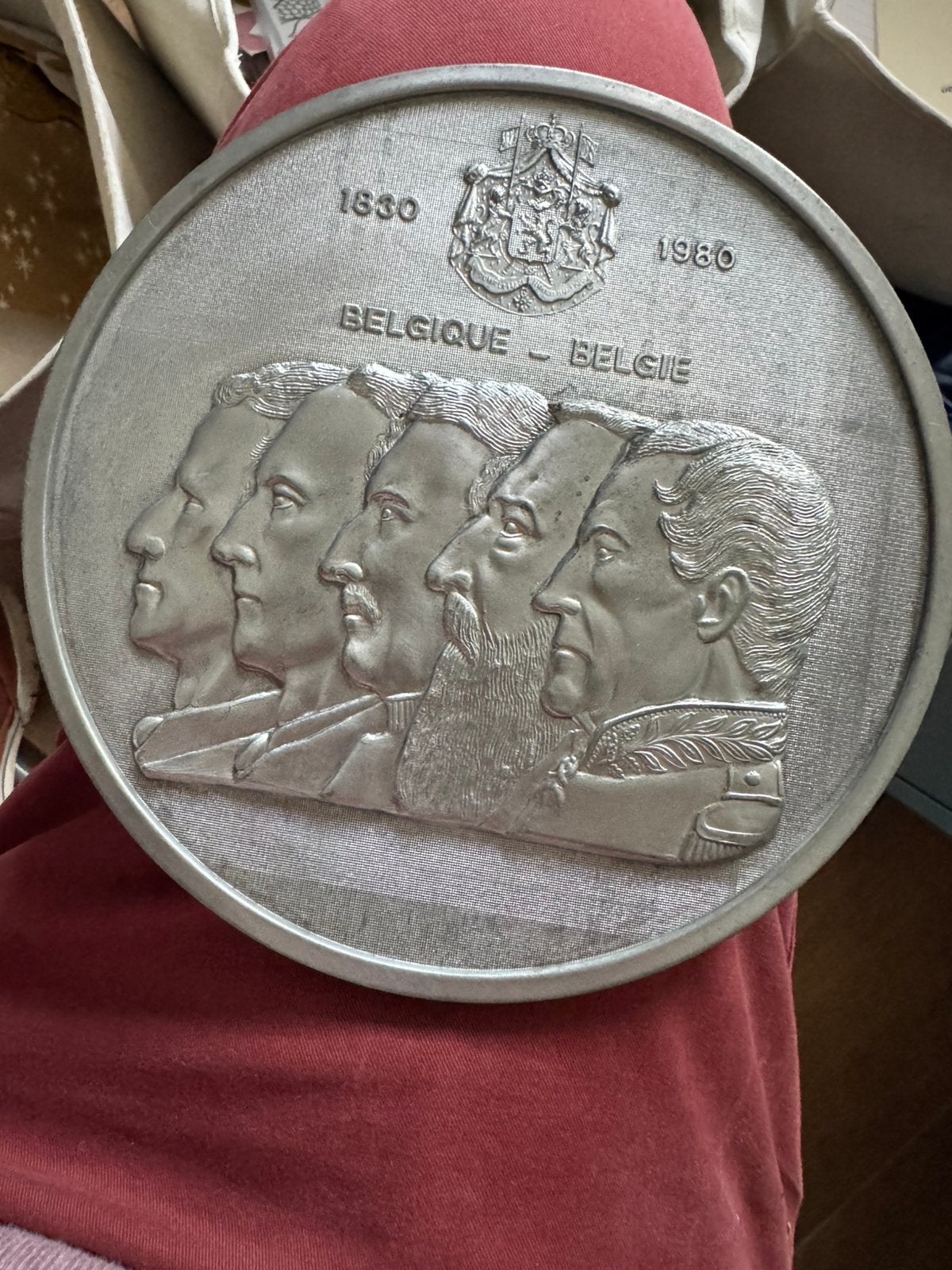 Tinnen herdenkingsbord Belgie, Postzegels en Munten, Tin, Zilver, Ophalen of Verzenden, Losse munt