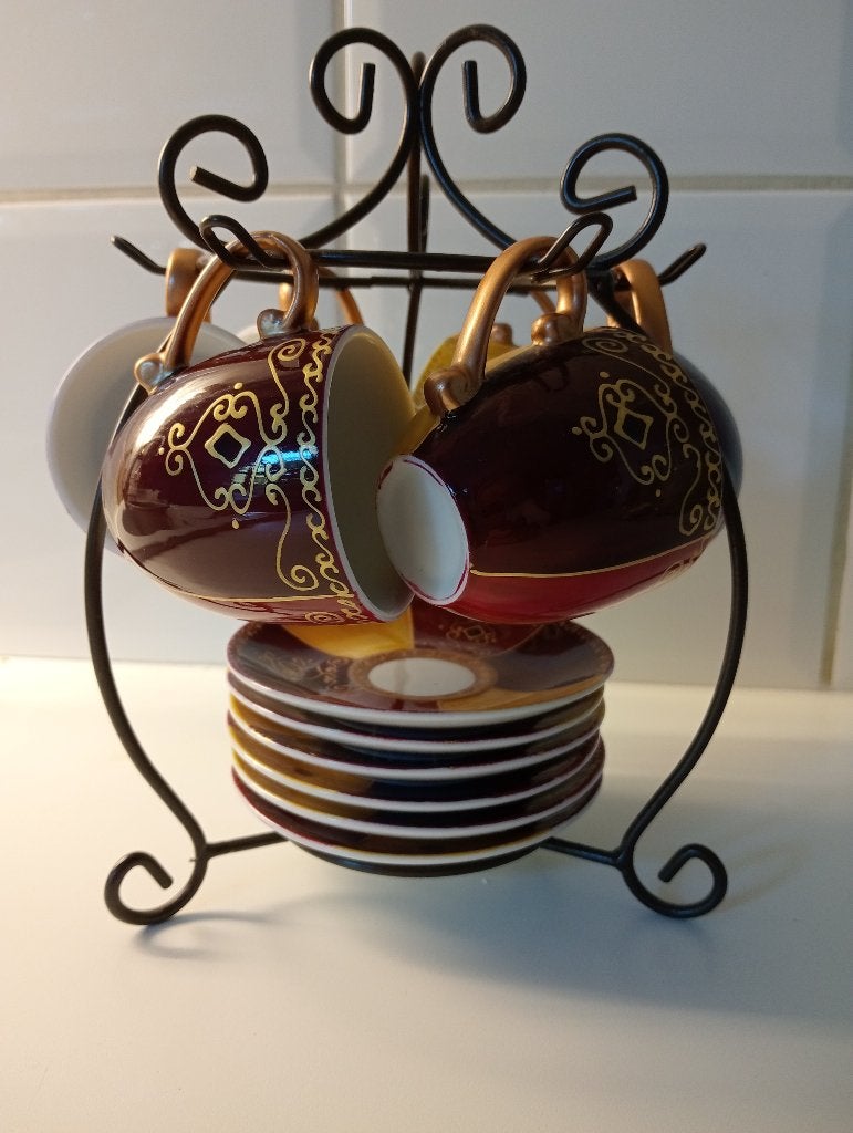 espressoserviesje met sierlijke houder, Ophalen, Overige merken, Vintage, Zo goed als nieuw