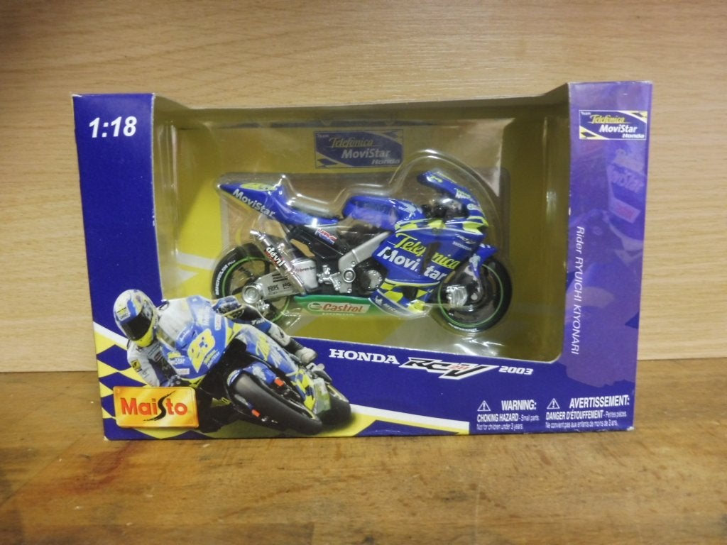 1:18 Maisto Moto Honda RCV 2003 #23 Ryuichi Kiyonari, Hobby & Loisirs créatifs, Enlèvement ou Envoi, Comme neuf, Moteur, Maisto