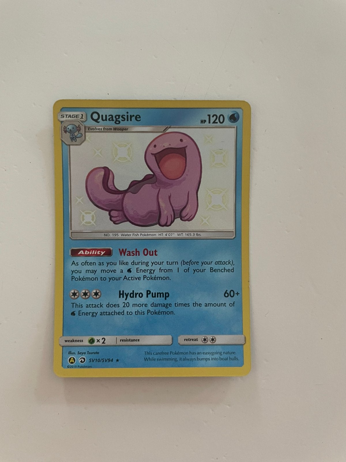 Shiny Quagsire SV10/SV94 hidden fates, Ophalen of Verzenden, Zo goed als nieuw, Losse kaart