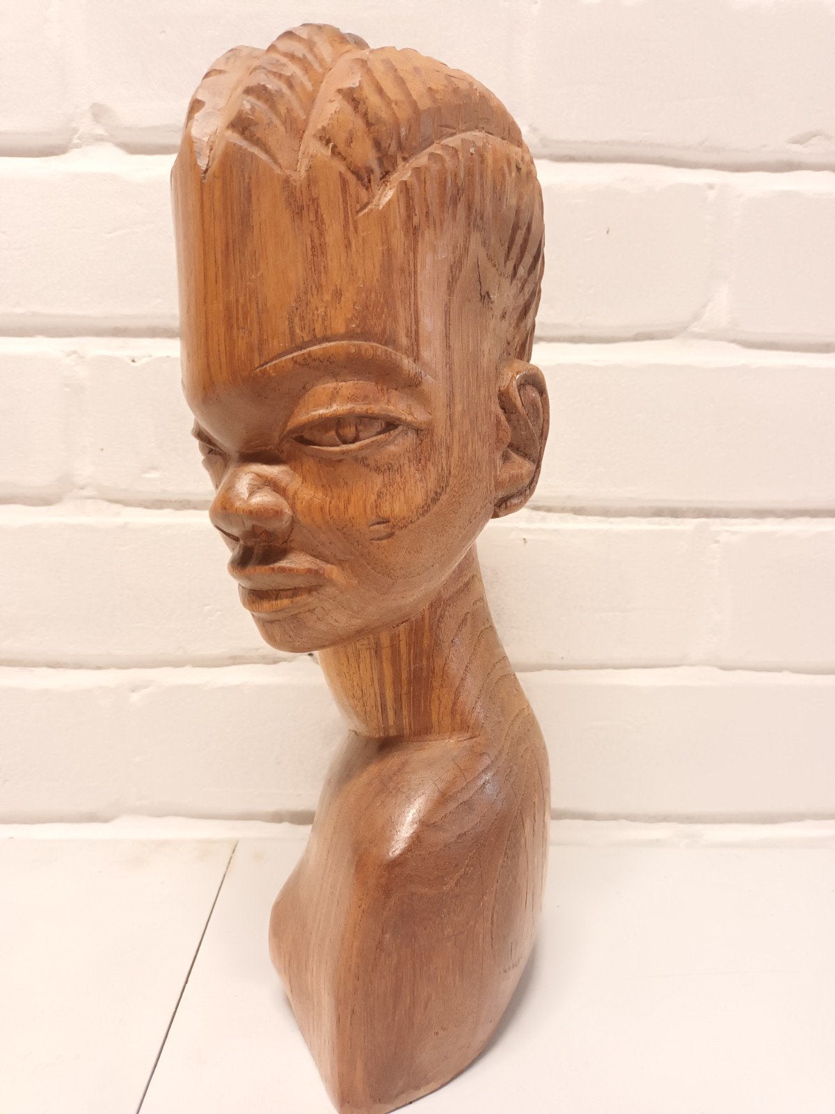 vintage Afrikaanse houten buste, Ophalen of Verzenden, Klassiek, Beeld, Vrouw