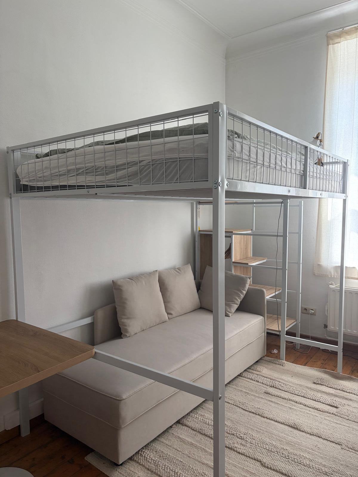 Hoogslaper wit metaal incl matras, Ophalen, Zo goed als nieuw, Twijfelaar, Hoogslaper