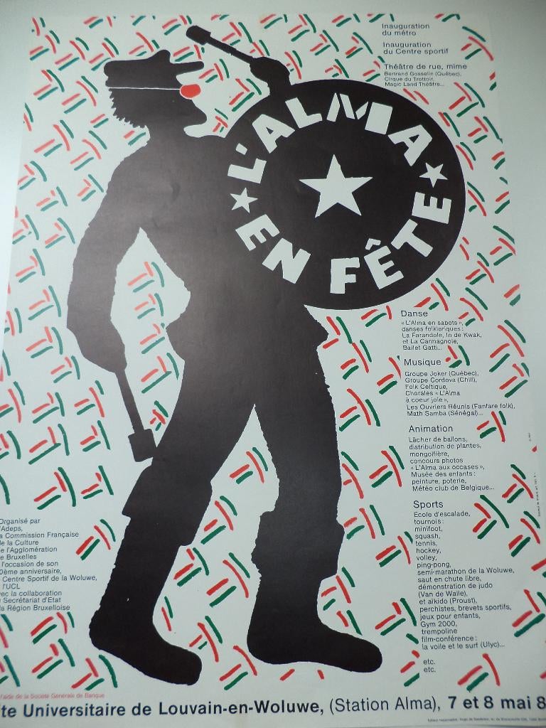 Grande affiche VTG '82 UCL L' Alma en Fête Louvain-en-Woluwe, Enlèvement