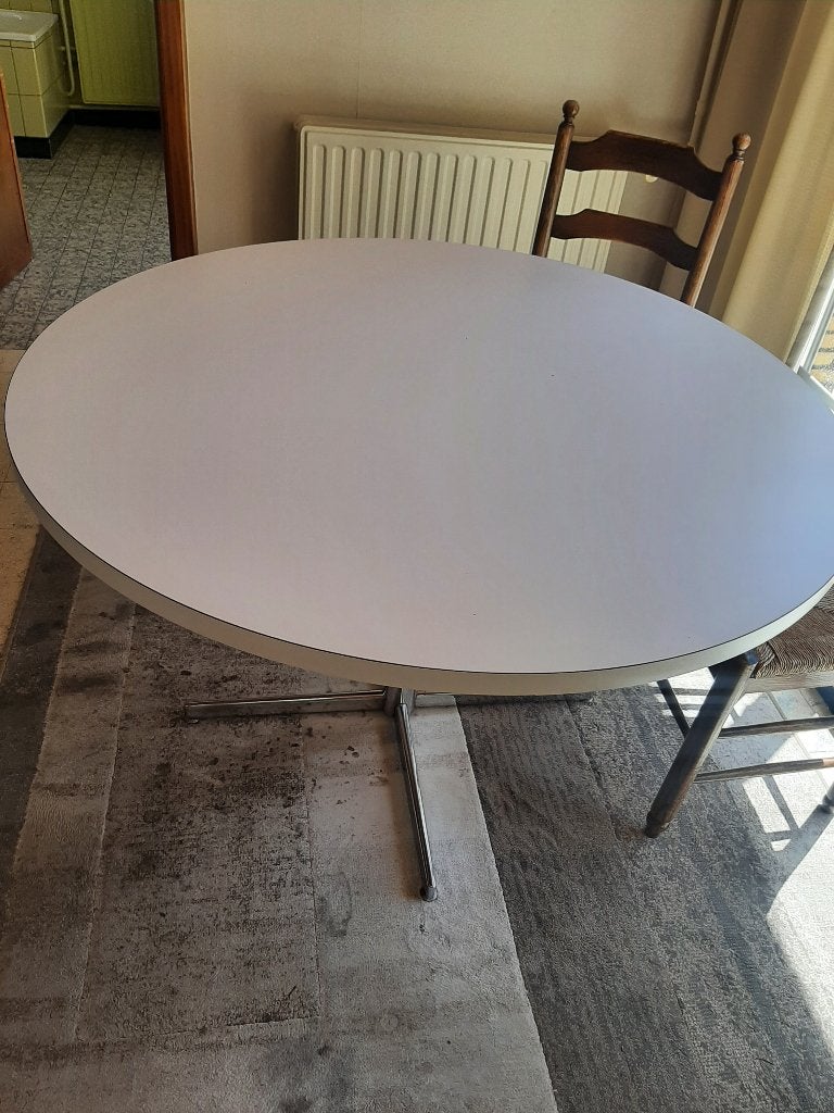 Witte ronde tafel, 100 à 150 cm, Cinq personnes ou plus, Rond, Comme neuf