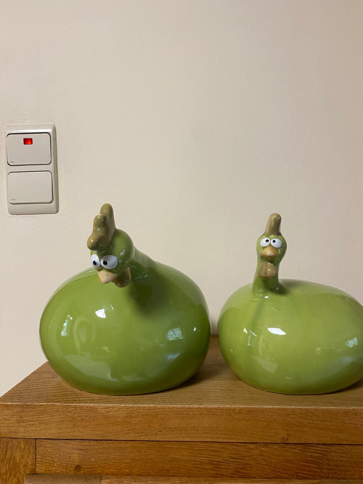 Paar van 2 grote groene j Line-duivinnen, Huis en Inrichting, Woonaccessoires | Vazen, Ophalen of Verzenden, Zo goed als nieuw