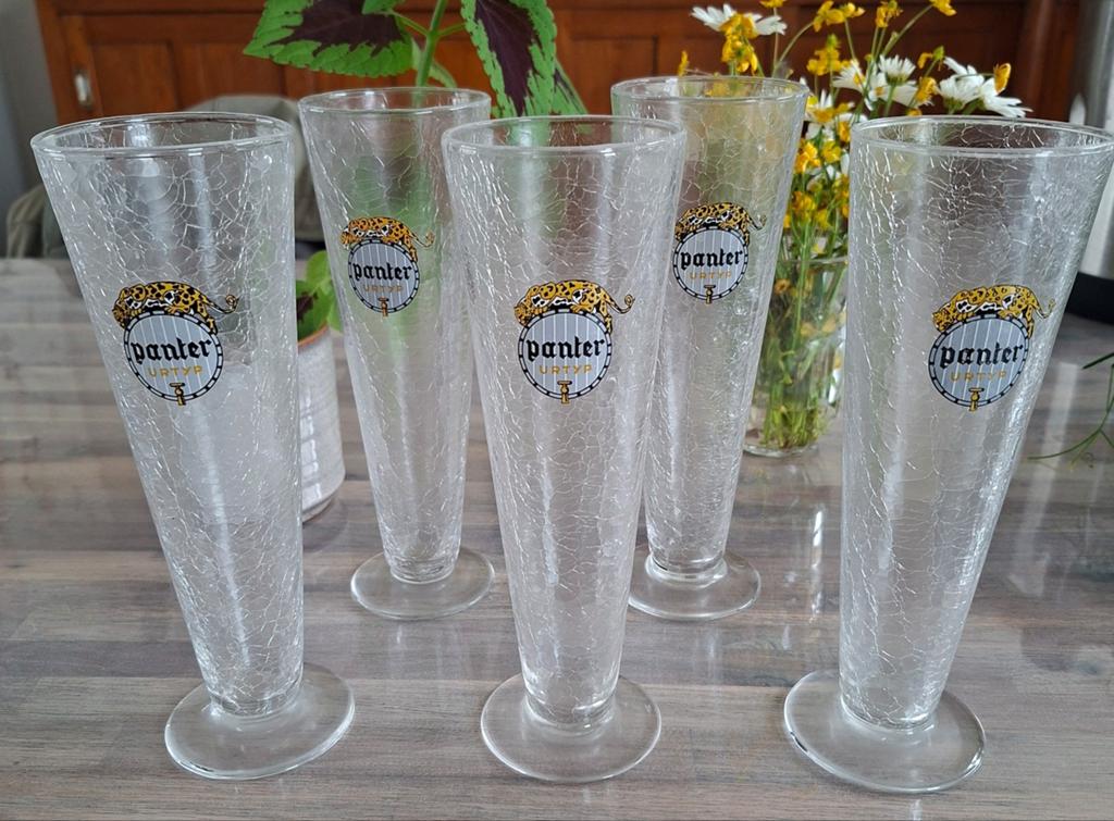 Vintage Panter Urtyp bierglas met een craquelé textuur, Ophalen, Bierglas
