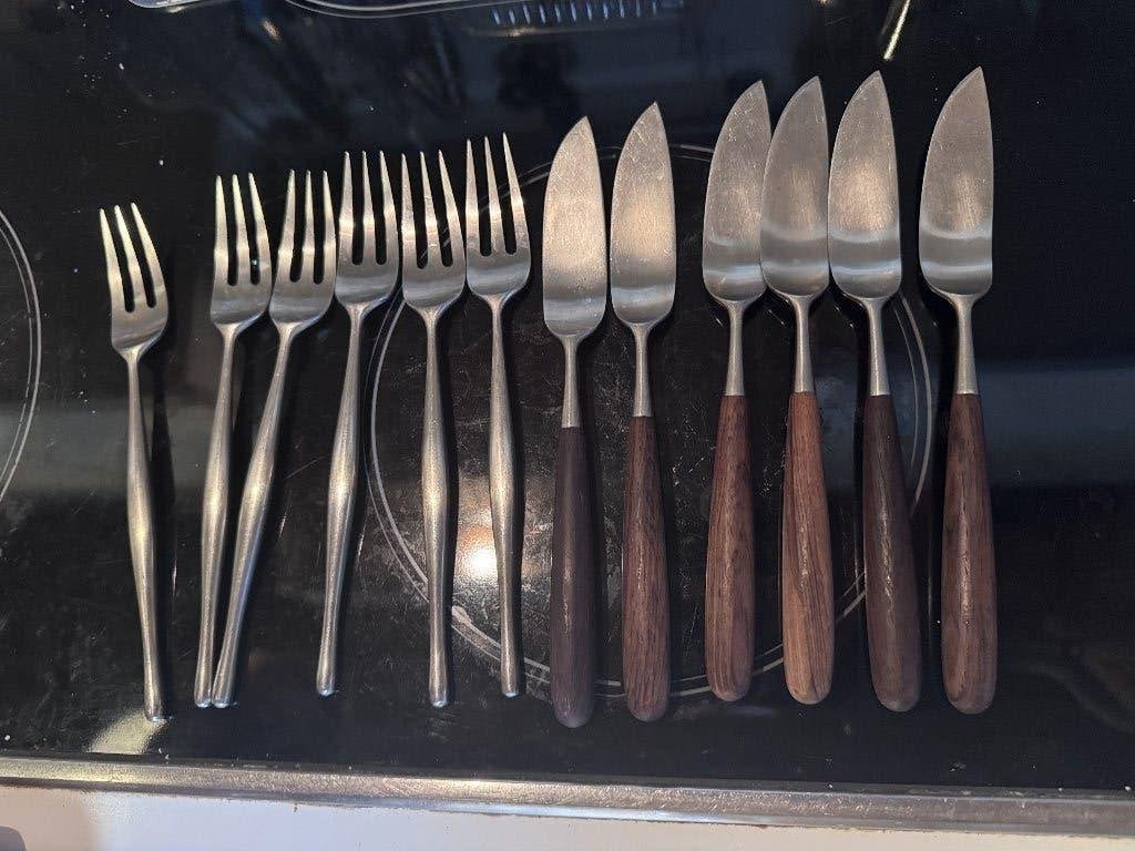 Service à gâteaux Vintage Lauffer Norway — 12 pièces, Maison & Meubles, Cuisine | Couverts, Utilisé, Set de couverts, Enlèvement